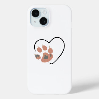 Paw print heart - Cute pet lover design  iPhone 15 Case