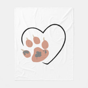Paw print heart - Cute pet lover design Fleece Blanket