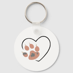 Paw print heart - Cute pet lover design  Key Ring