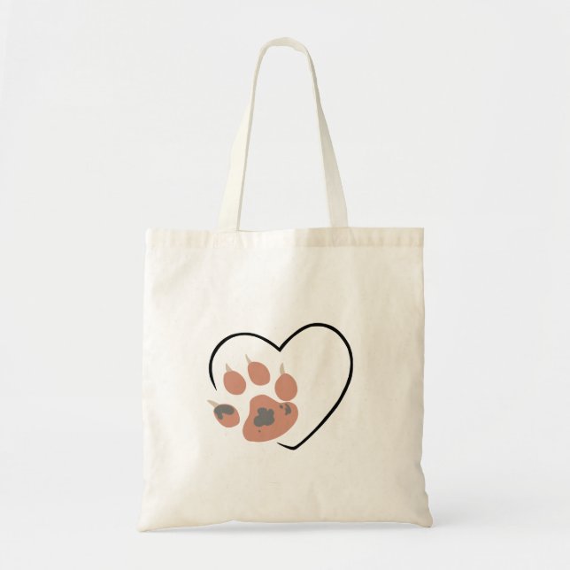 Paw print heart - Cute pet lover design  Tote Bag (Front)
