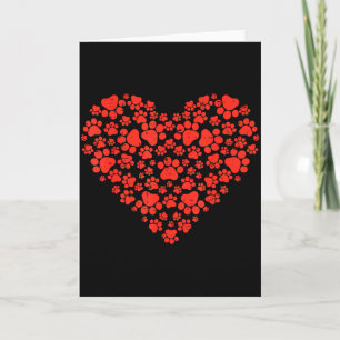 Paw Print Heart Cute Valentines Day Dog Cat Lover Card