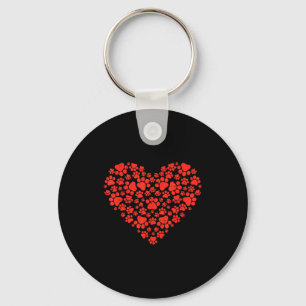 Paw Print Heart Cute Valentines Day Dog Cat Lover Key Ring
