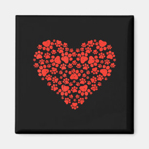 Paw Print Heart Cute Valentines Day Dog Cat Lover  Magnet