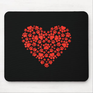Paw Print Heart Cute Valentines Day Dog Cat Lover Mouse Mat
