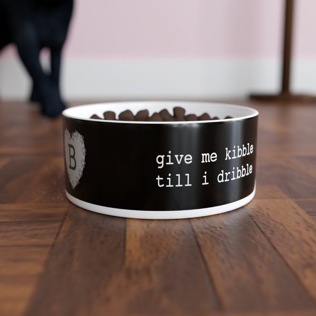 Paw Print Heart Monogram Black Cat Bowl (Creator Uploaded)