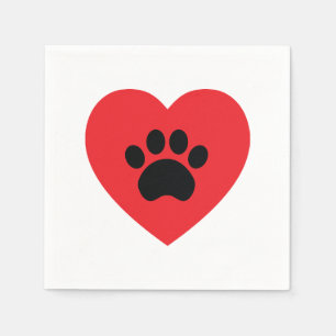 Paw Print Heart Paper Napkins