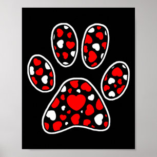 Paw Print Heart Pattern Valentines Day Cute Dog Pu
