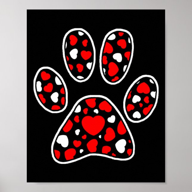 Paw Print Heart Pattern Valentines Day Cute Dog Pu (Front)