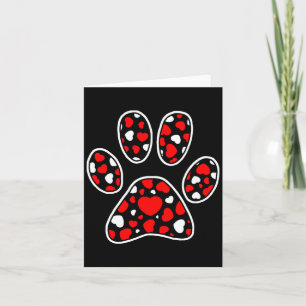 Paw Print Heart Pattern Valentines Day Cute Dog Pu Card