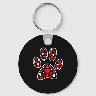 Paw Print Heart Pattern Valentines Day Cute Dog Pu Key Ring
