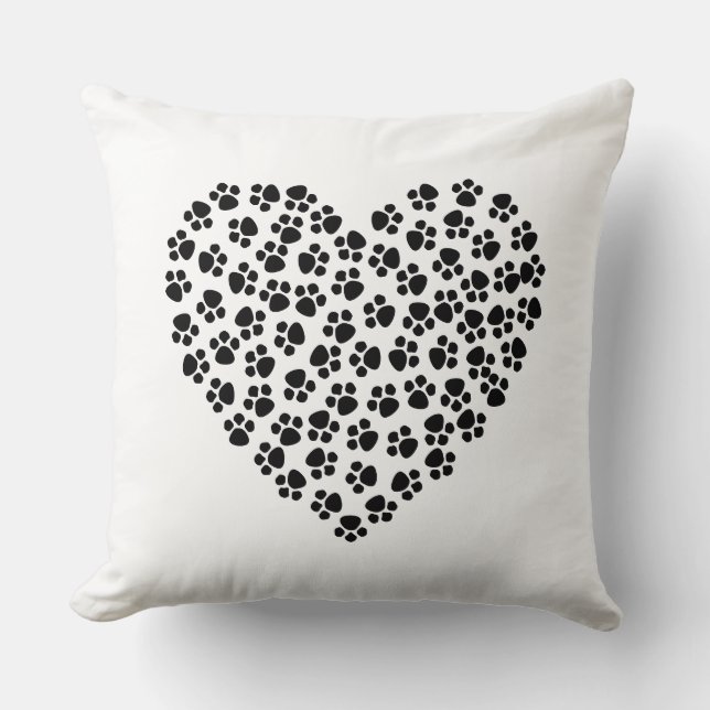 paw print heart pillow (Front)
