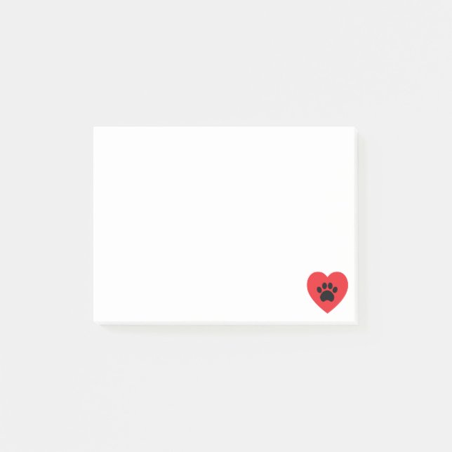 Paw Print Heart Post-it Notes (Front)