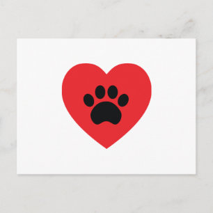 Paw Print Heart Postcard