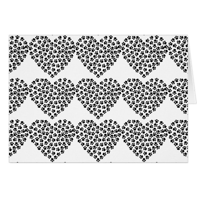 Paw print heart silhouette greeting card (Front Horizontal)