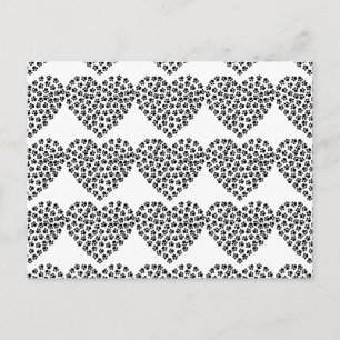 Paw print heart silhouette postcard