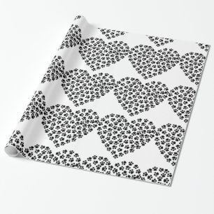 Paw print heart silhouette wrapping paper