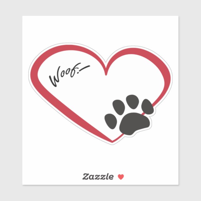 Paw Print Heart Sticker (Sheet)