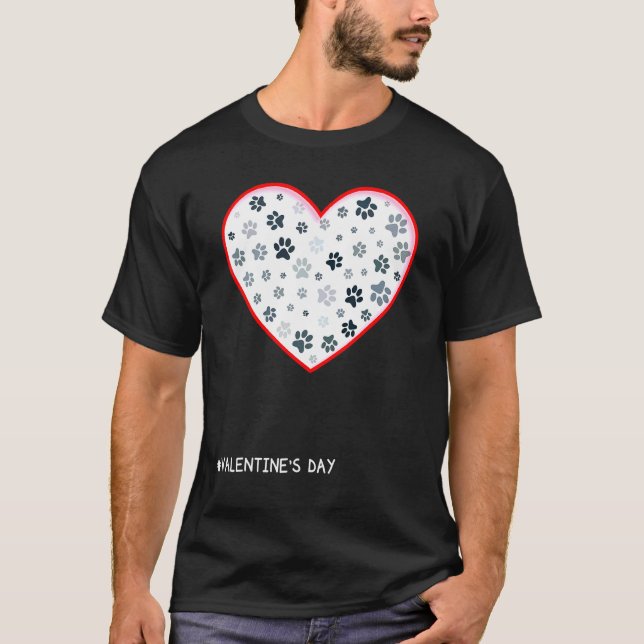 Paw Print Heartbeat Love Dogs T-Shirt (Front)