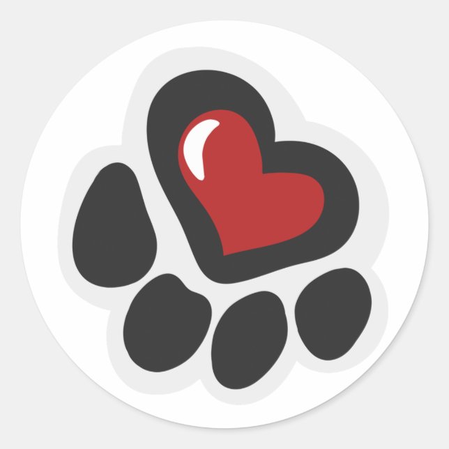 Paw print hearth - Choose background colour Classic Round Sticker (Front)