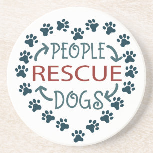 Paw Print Hearts Dog Rescue Message Coaster