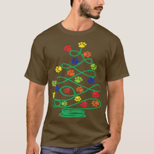 Paw print holiday dog cat pet lover Christmas tree T-Shirt