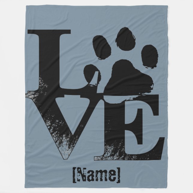 Paw Print in LOVE Fleece Blanket (Front)