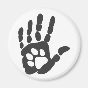 Paw print in the hand - Choose background color Magnet