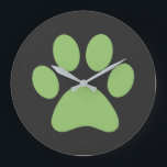 Paw Print  Large Clock<br><div class="desc">Fun Paw Print design for animal lovers!</div>