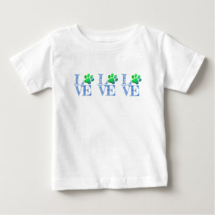 Paw Print LOVE Blue Green Family Pet Fun Baby T-Shirt