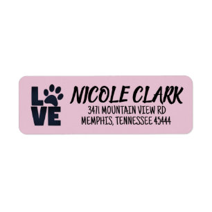 PAW PRINT LOVE (CAT-DOG) RETURN ADDRESS LABELS