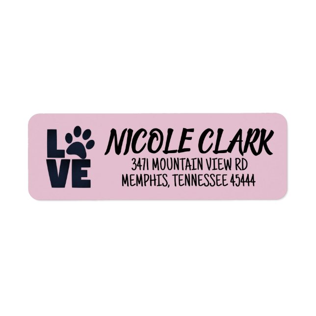 PAW PRINT LOVE (CAT-DOG) RETURN ADDRESS LABELS (Front)