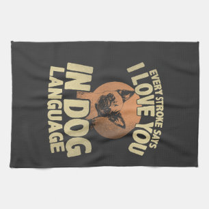 Paw Print Love Dog Quote Art for Pet Owners Tea Towel