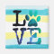 Paw print Love Dog Teal and Yellow Magnet