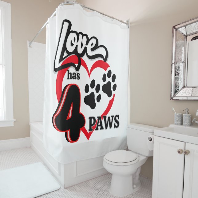 Paw Print Love Shower Curtain (In Situ)