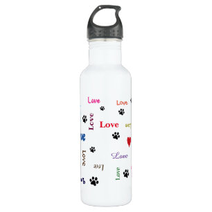 Paw Print Love Water Bottle