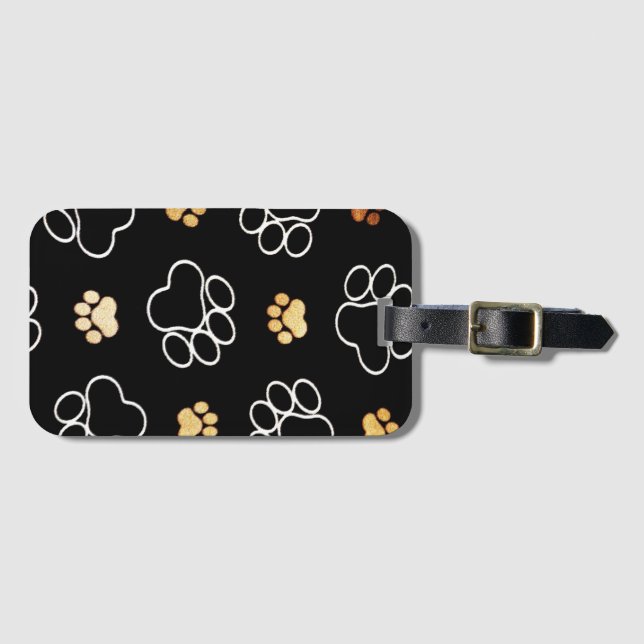 Paw print   luggage tag (Front Horizontal)