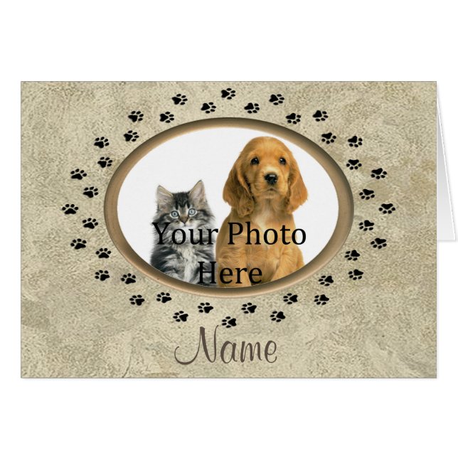 Paw Print Marble Look Dog or Cat Memorial (Front Horizontal)