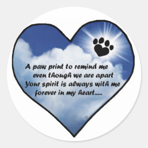 Paw Print Memorial Poem Classic Round Sticker