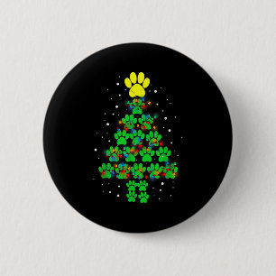 Paw Print Merry Christmas Tree Lights Dog Or Cat M 6 Cm Round Badge