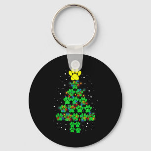 Paw Print Merry Christmas Tree Lights Dog Or Cat M Key Ring