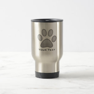 Paw Print; Metal-look Travel Mug