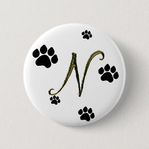 Paw Print Monogram Button