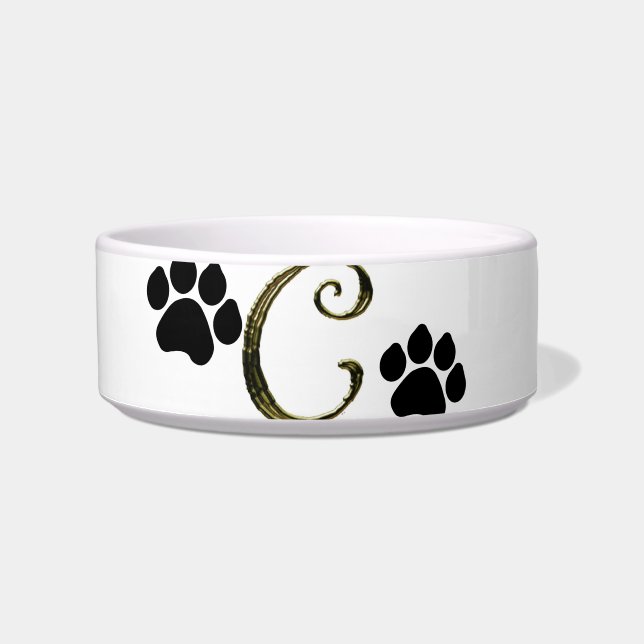 Paw Print Monogram Pet Bowl (Front)