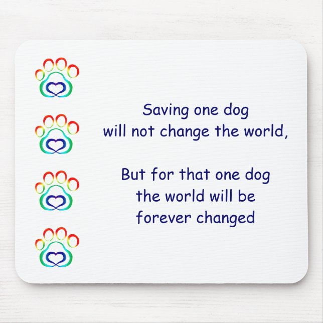 Paw Print Mousepad, Save One Dog Mouse Mat (Front)