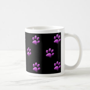 Paw Print Mug Purple on Black