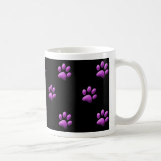 Paw Print Mug Purple on Black