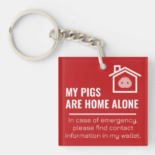 Paw Print My Pigs Are Home Alone with Photo Key Ring