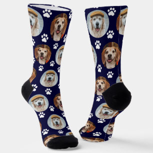Paw Print Navy Socks