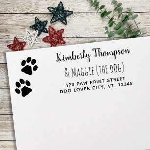 Paw Print New Address Cute Moving Return Address Rubber Stamp