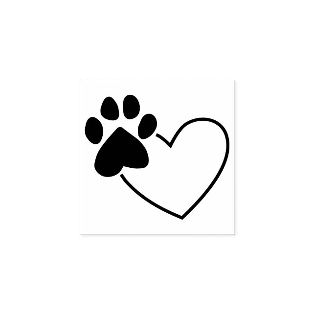 Paw Print On Heart Rubber Stamp (Imprint)